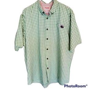 Wrangler Authentic Men's Short Sleeved Checkered Sz XL Shirt